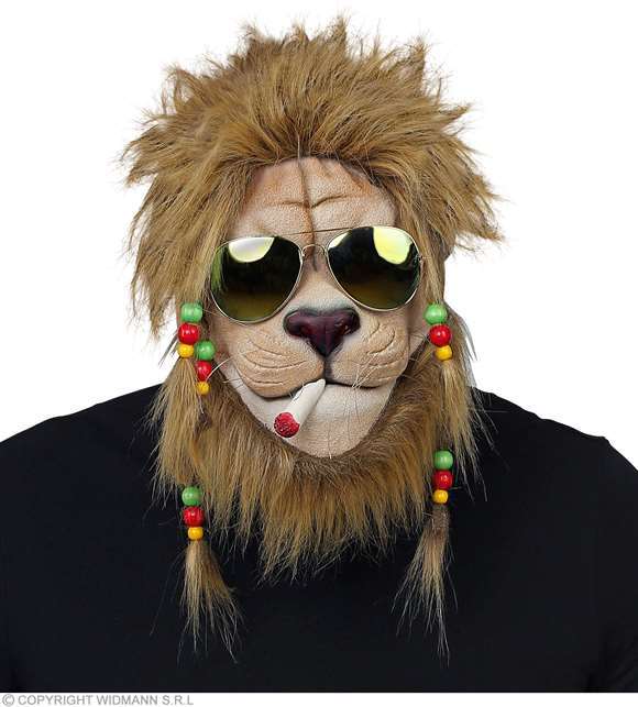 Demi masque latex lion "rasta" avec crinière