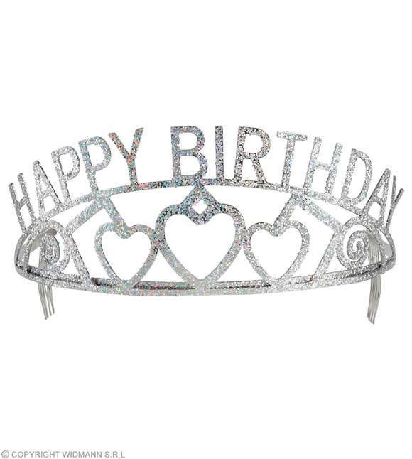 Diadème "Happy Birthday" en métal avec paillettes