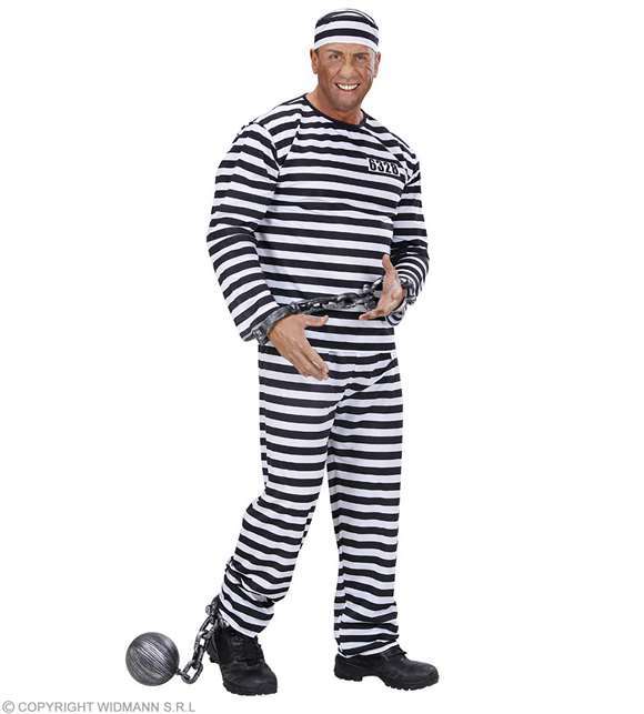 Costume adulte prisonnier noir et blanc