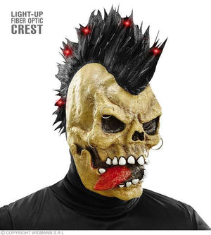 Masque latex squelette punk avec crête LED