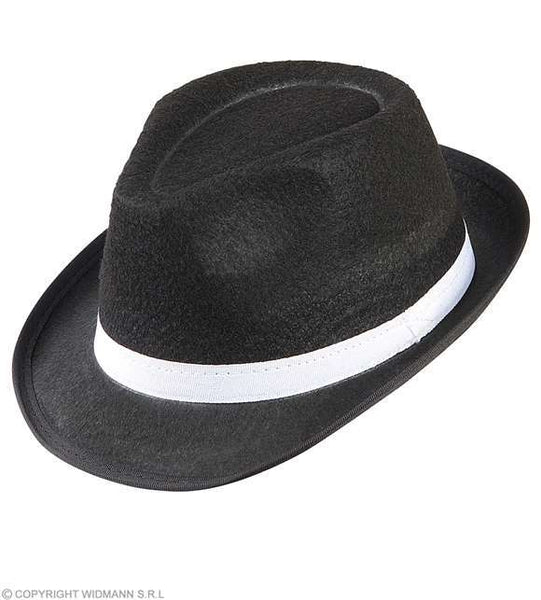 Chapeau borsalino noir avec bande blanche