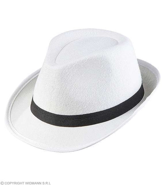 Chapeau borsalino blanc avec bande noire