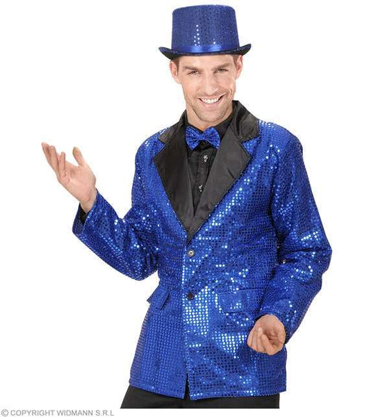 Costume adulte veste disco bleu paillettes Medium