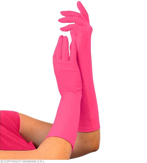 Longs gants fluo UV roses
