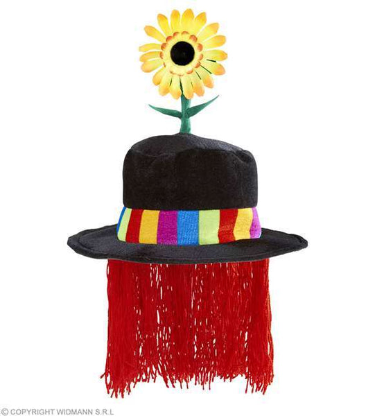 Chapeau haut-de-forme clown avec fleur